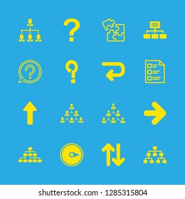 decision icons set with right arrow, question and compass black symbol pointing to right vector set