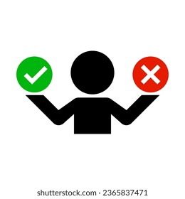 Decision maker icon. Check and cross choices. Vector.