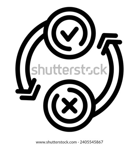 Decision making approach icon outline vector. Optimal answer selection. Problem solving stages