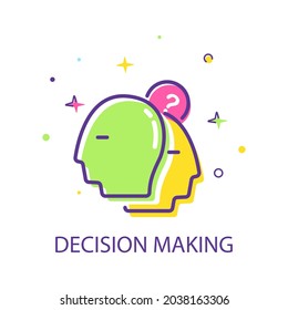 Arquitectos decisorios, árbol de elección, concepto de marketing, psicología y neurociencia, mentalidad, ilustración vectorial de icono de diseño plano