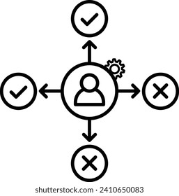 decision making base on fact icon total quality management vector TQM sign