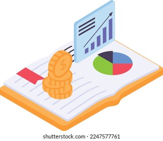Decision making based on Data isometric Concept, Transformative Education Vector Icon Design, Business Finance Symbol,Treasury and Capital Budget Sign, Financial Planning Analysis and Control stock