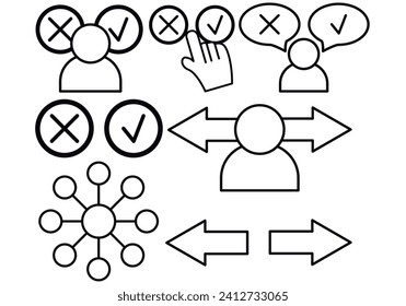 Decision making black icon sheet.