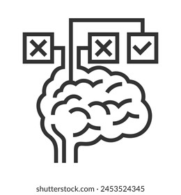 Decision making - Brain with some versions of answers, correct or incorrect, true or false