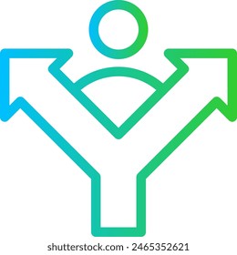Decision making business investment icon with blue and green gradient outline style. decision, business, solution, success, direction, challenge, concept. Vector Illustration