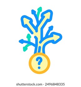 Toma de decisiones Proceso de negocios Icono de color Vector. Toma de decisiones Proceso de negocios Signo. Ilustración de símbolo aislado
