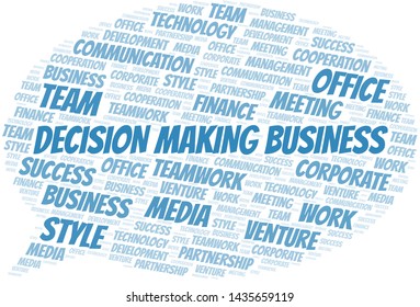 Decision Making Business word cloud. Collage made with text only.