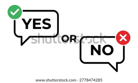 Decision making choice icon set in a minimalist flat format regarding yes or no, approval, rejection, and agreement.