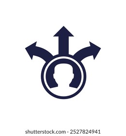 decision making, choice icon with three arrows
