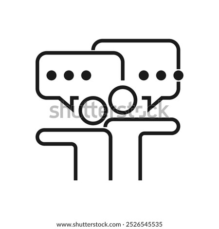 Decision making, choose or votes icon. People silhouette in discussion are showing on different direction. Pictograms in bold line