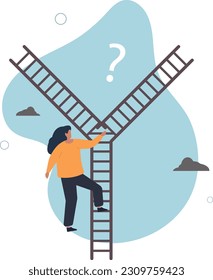 Decision making, choosing choices, options or way, which direction to be success or decide path to achieve target concept.flat vector illustration. - Shutterstock ID 2309759423