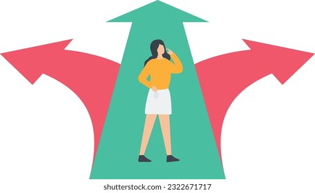 Decision making, choosing choices, options or way, which direction to be successful or deciding the path to achieve the target, Climb up ladders and find a crossroad to make a decision

