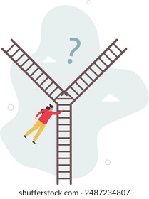 Toma de decisiones, elección de opciones, opciones o forma, qué dirección para ser éxito o decidir el camino para alcanzar el concepto objetivo.diseño plano.ilustración con personas.