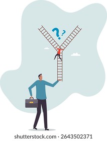Decision making, choosing choices, options or way, which direction to be success or decide path to achieve target.character for design.