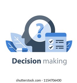 Decision making, cognitive test, intelligence quotient, self assessment, psychotherapy or psychiatry concept, personality transformation plan, positive mindset, mental health, design thinking