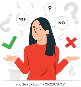 Ilustración de concepto de toma de decisiones | Sí o No | Cuestionamiento de opciones