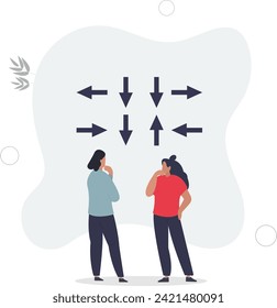 Decision making, decide the right way or choosing options, best alternative or solution to success, business direction or thinking concept.flat vector illustration.