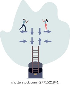 Decision making, decide the right way or choosing options, best alternative or solution to success, business direction or thinking concept.person's life situation and his activities.