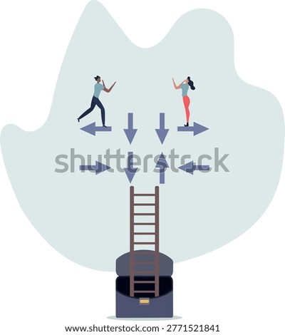 Decision making, decide the right way or choosing options, best alternative or solution to success, business direction or thinking concept.person's life situation and his activities.