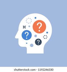 Decision Making, Difficult Choice, Behavior Science, Self Questioning, Brainstorm And Curiosity Concept, Neurology, Vector Icon, Flat Illustration