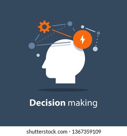 Decision Making, Emotional Intelligence, Positive Mindset, Psychology And Neurology, Social Skills, Behavior Science, Creative Thinking, Human Head, Learning Concept, Vector Icon, Flat Illustration