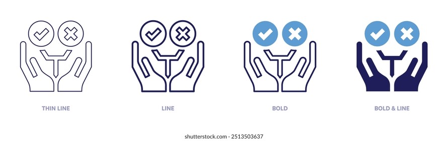 Decision making examples icon in 4 different styles. Thin Line, Line, Bold, and Bold Line. Duotone style. Editable stroke.