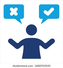 Toma de decisiones Ilustración vectorial de icono azul plana