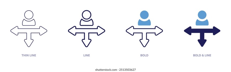 Decision making framework icon in 4 different styles. Thin Line, Line, Bold, and Bold Line. Duotone style. Editable stroke.