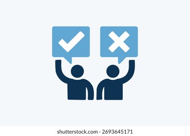 Symbol für die Entscheidungsfindung - Genehmigung, Ablehnung und Auswahlsymbol.