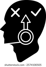 Decision making Icon - Black Filled Style - Neuroscience Theme