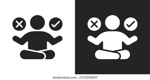 Icono de toma de decisiones en estilo de glifo blanco y negro