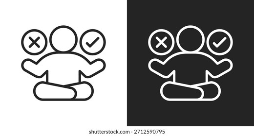 Decision Making Icon In Black And White Line Style
