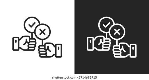 Icono De Toma De Decisiones En Estilo De Línea En Blanco Y Negro