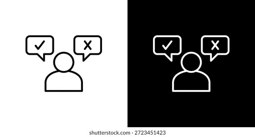 Icono de toma de decisiones contorno en blanco y negro.