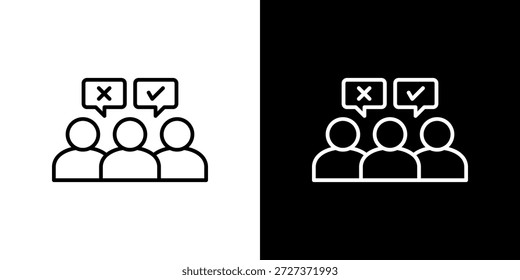 Icono de toma de decisiones contorno en blanco y negro.