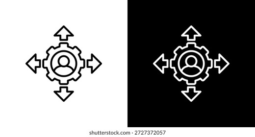 Icono de toma de decisiones contorno en blanco y negro.