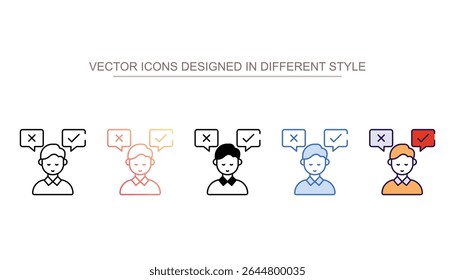 Design de ícone de tomada de decisão com ilustração de estoque de fundo branco