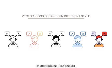 Design de ícone de tomada de decisão com ilustração de estoque de fundo branco