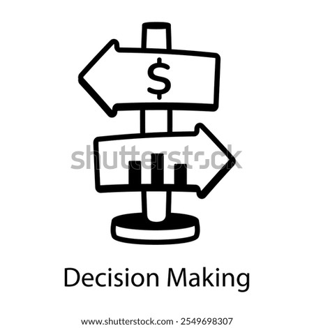 Decision making icon in doodle style