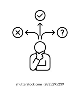 Decision making icon flat outline in black