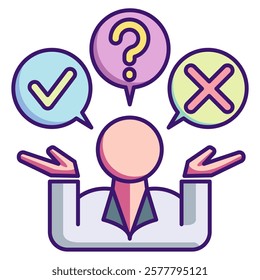 Decision making Icon - Lineal Color Style - Brain Theme