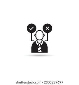 icono de toma de decisiones sobre fondo blanco