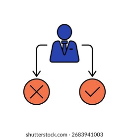 Decision Making icon outline editable stroke line drawing eps.