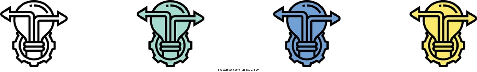 decision making icon. Outline, Green, Blue and Yellow Style Design Isolated On White Background