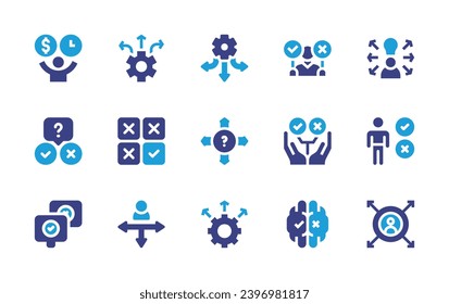Decision making icon set. Duotone color. Vector illustration. Containing decision, decision making, opportunity, directions, direction, decisions, option.