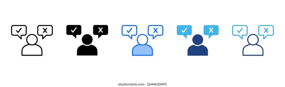 Ícone de tomada de decisão define coleção de vários estilos