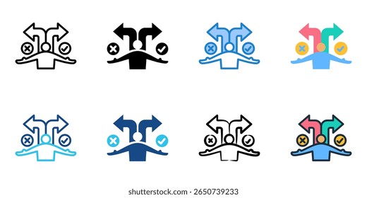 Decision making icon set multiple style collection 
