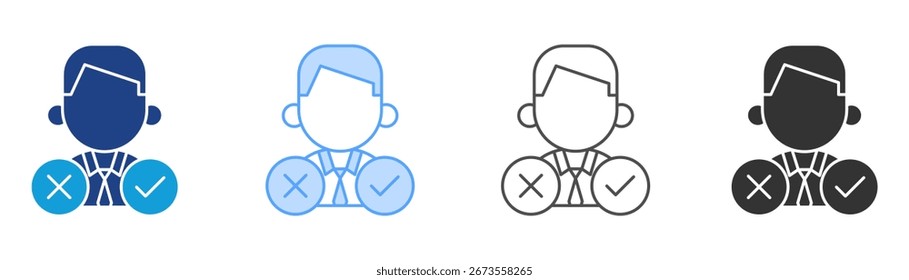 Conjunto de ícones de tomada de decisão Coleção de vários estilos