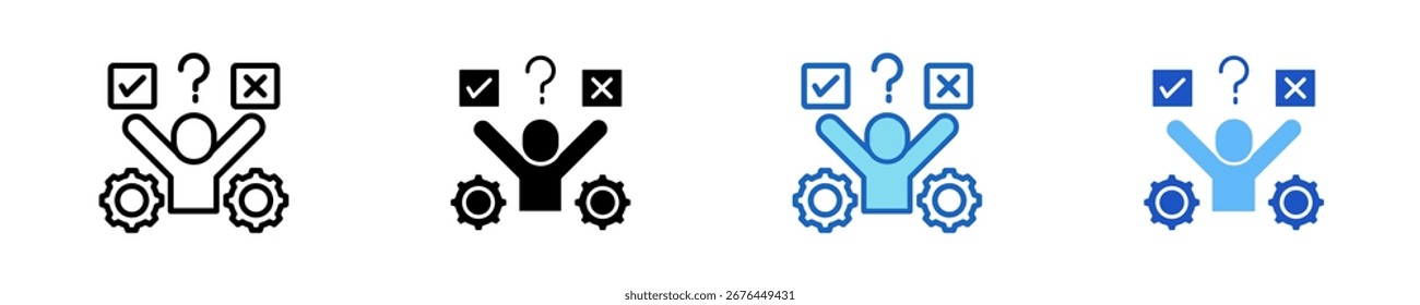 Conjunto de ícones de tomada de decisão Coleção de vários estilos