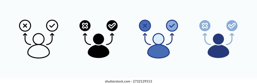 Tomada de decisão Icon Sheet Coleção de Estilo Múltiplo Vetor Isolado